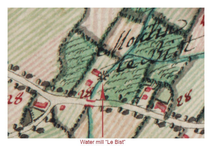 Mention of Moulin Le Bist on the Cabinet Map of the Austrian Lower Countries and the Principality of Li�ge (1777)