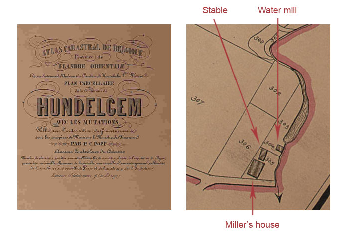 Water mill, stables and miller's house, Plan Parcellaire par Philippe-Christian Popp (Cadastral Map) (approximately 1850)